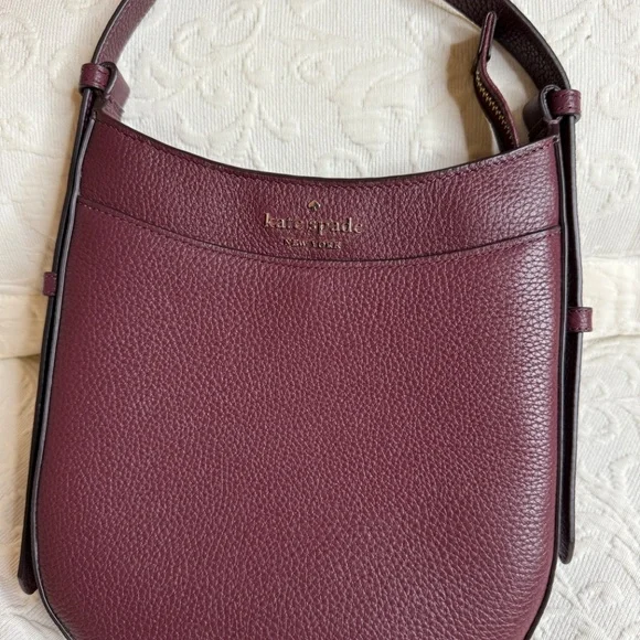 Elegant Kate Spade New York Crossbody Bag - Rich Merlot color, Pebbled Leather. - Picture 10 of 10